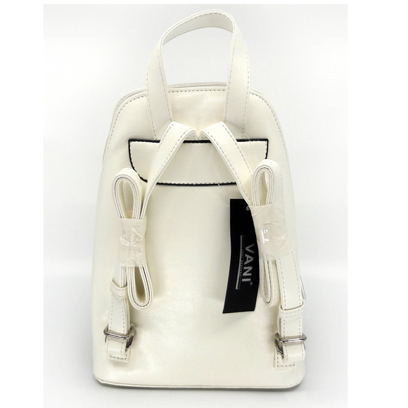 Vani White Leatherette Mini Backpack - Picture 2 of 3